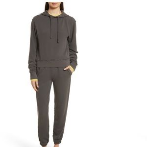 Vince Grey Raw Edge French Terry Sweats Hoodie Set